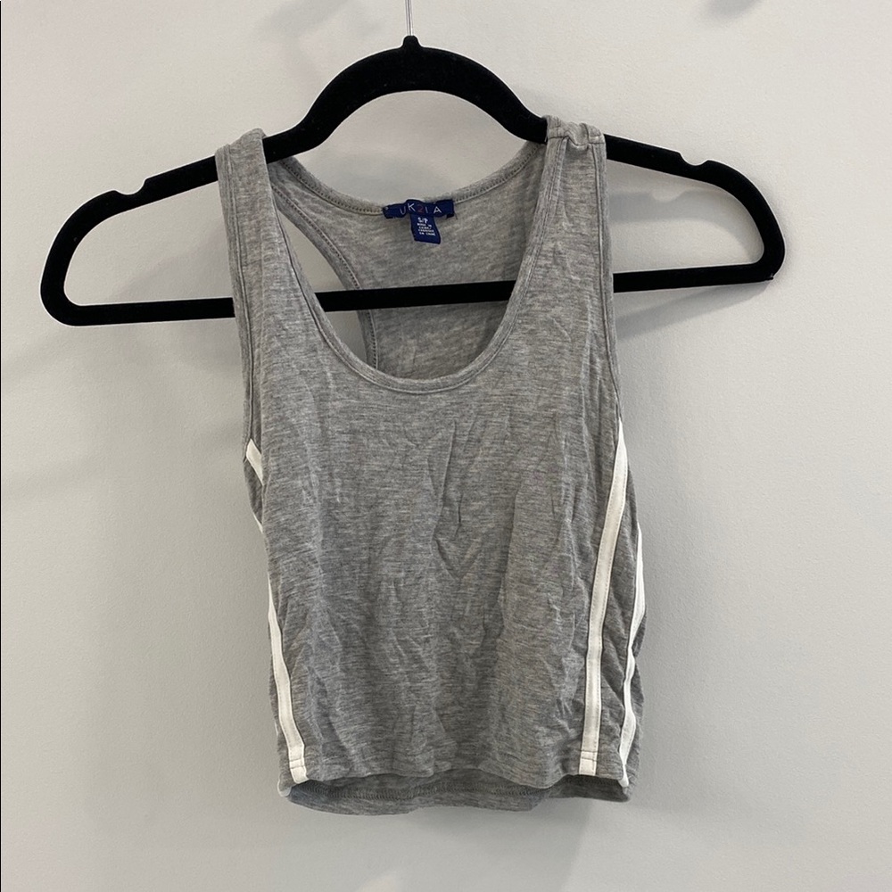 Grey Stripped Crop Tank Top Small